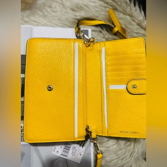 Michael Kors✨💛🩶Vibrant Yellow Floral Crossbody Bag with Phone Holder - Picture 7 of 7